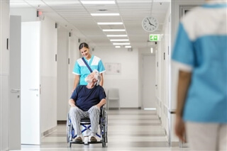 SmartLogistics service for intrahospital transport - patient on a wheel chair