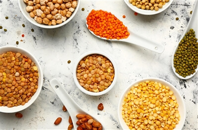 Legume facts: different types of pulses on a table