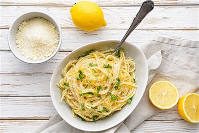 Ricette a basso consumo di sale - pasta con salsa al limone