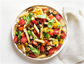 Easy diabetes-friendly recipes - pasta with vegetable ratatouille