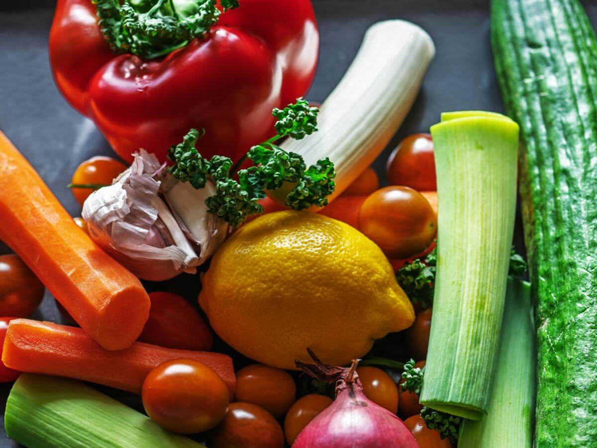 Colorful vegetables and ingredients